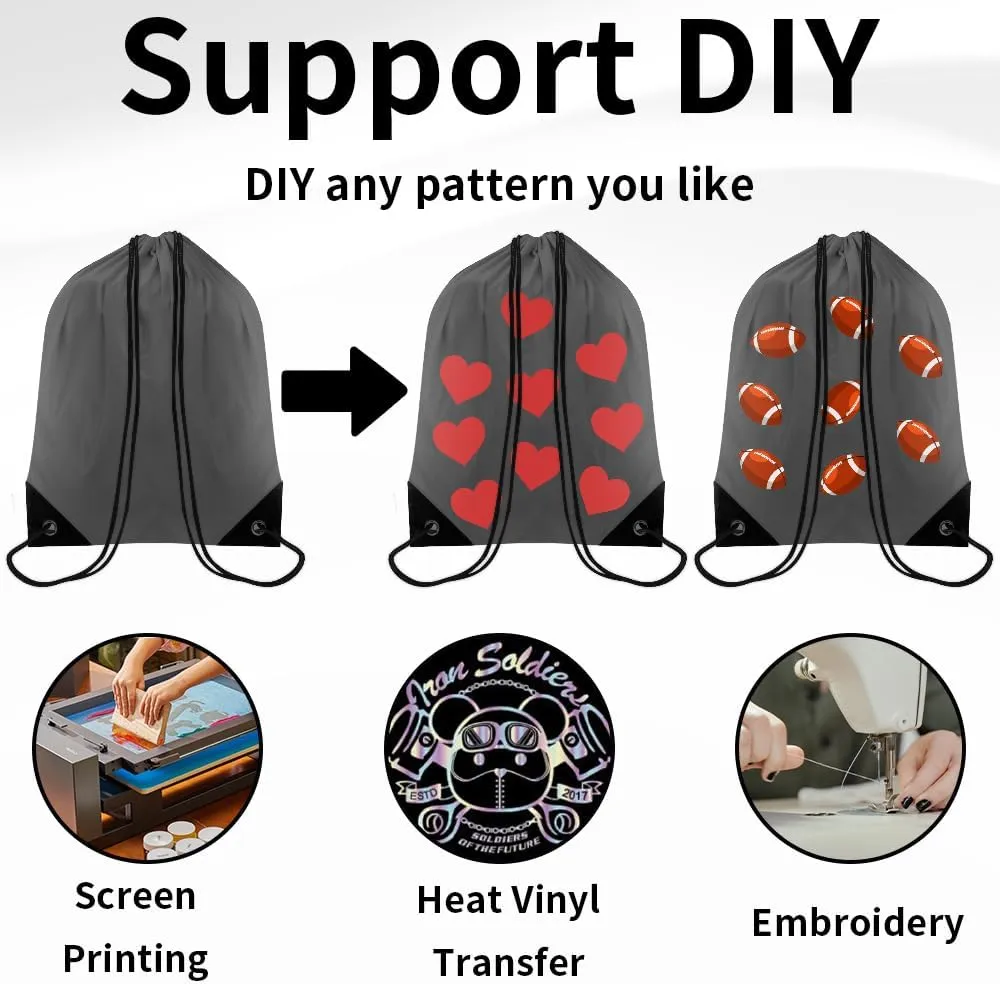 10 PCS Drawstring Backpack Bulk Drawstring Bags Nylon Cinch Bag DIY Drawstring Bag Waterproof Draw String Back Bag Cinch Sack String Backpack for Men and Women Sports Gym Travel Swimming, 10 Colors