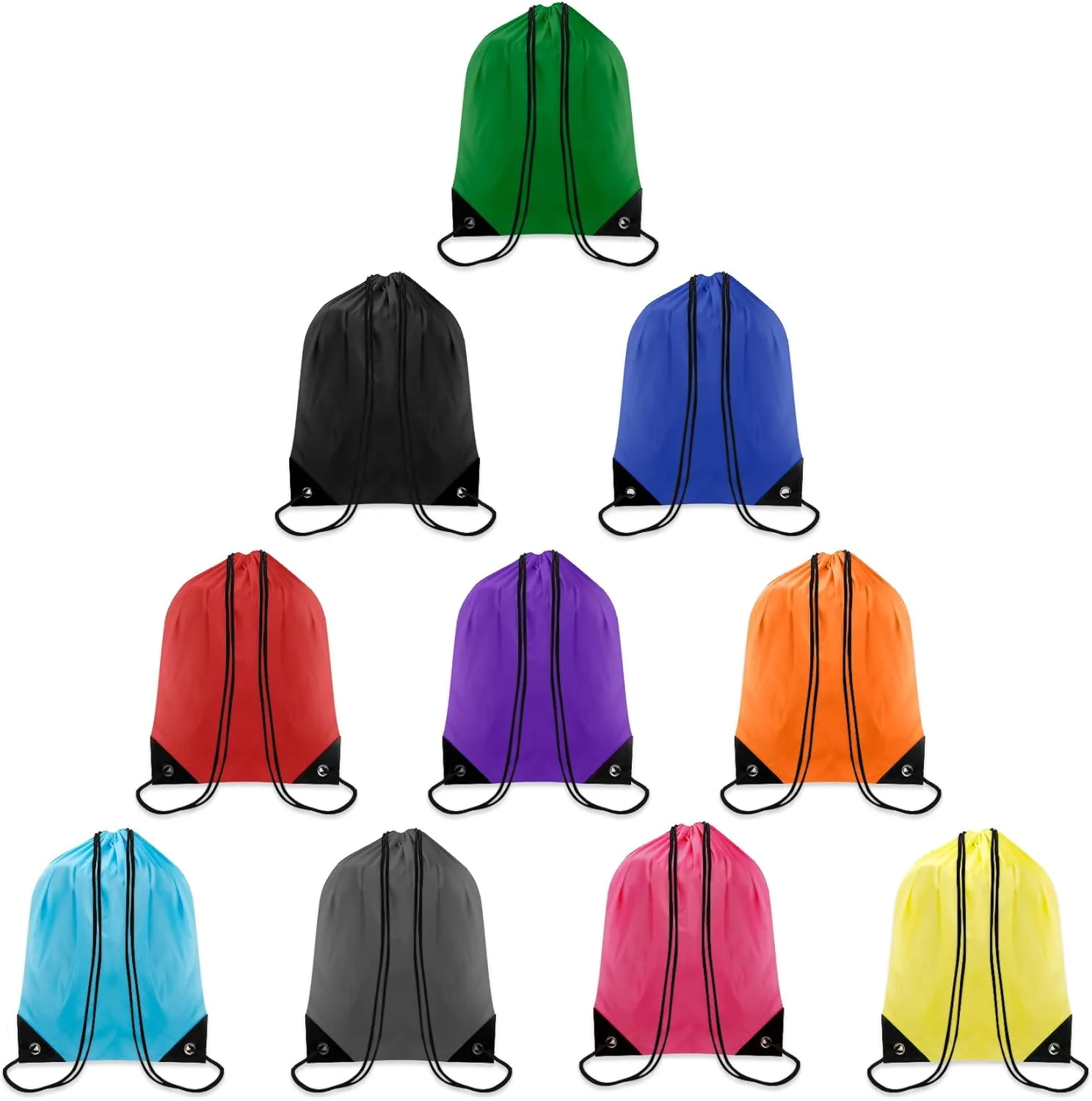 10 PCS Drawstring Backpack Bulk Drawstring Bags Nylon Cinch Bag DIY Drawstring Bag Waterproof Draw String Back Bag Cinch Sack String Backpack for Men and Women Sports Gym Travel Swimming, 10 Colors