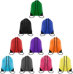 10 PCS Drawstring Backpack Bulk Drawstring Bags Nylon Cinch Bag DIY Drawstring Bag Waterproof Draw String Back Bag Cinch Sack String Backpack for Men and Women Sports Gym Travel Swimming, 10 Colors