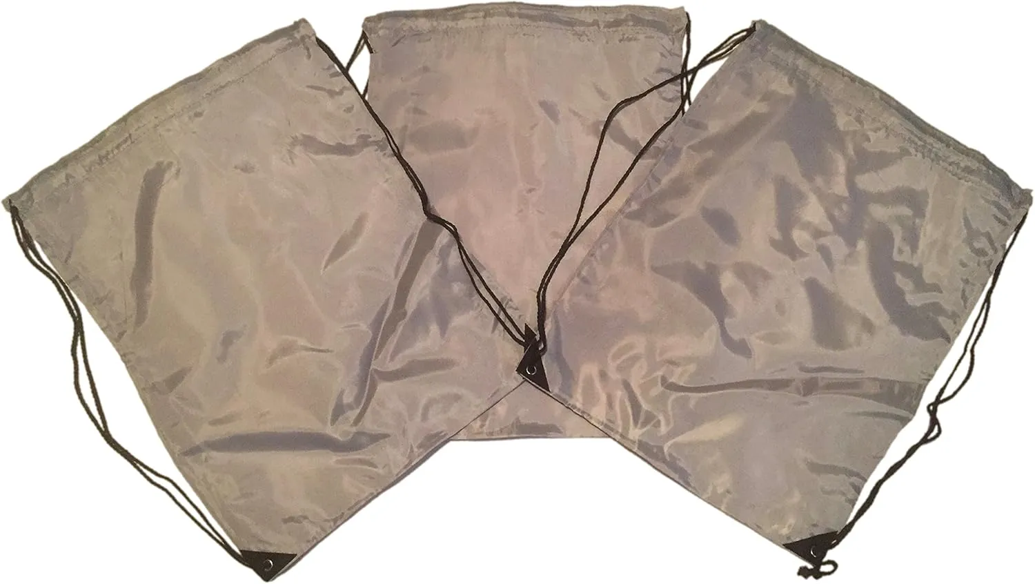 3 Pack COOL GRAY Nylon Drawstring Backpacks Sackpack Tote Cinch Gym Bag - Select from a Variety of Colors! (Regular, Cool Gray)
