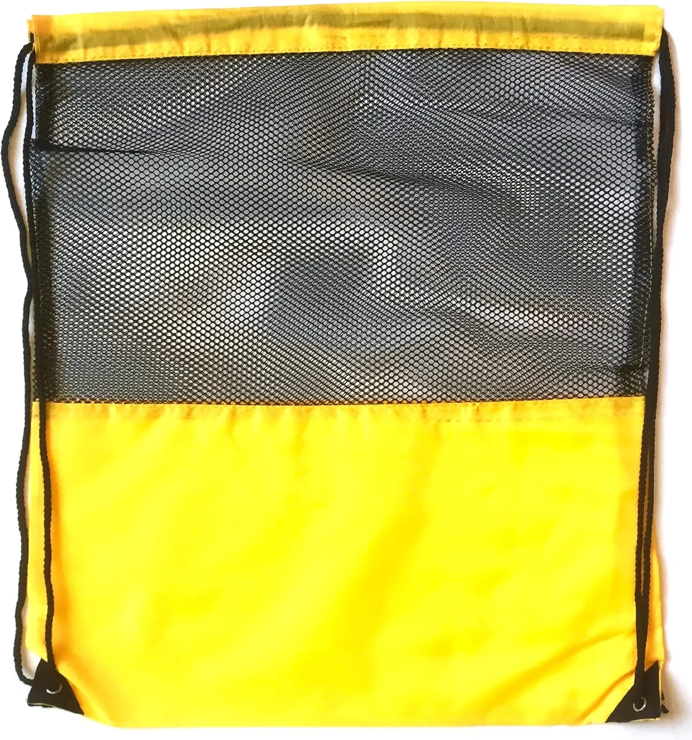 3 Pack YELLOW MESH Nylon Drawstring Backpacks Sackpack Tote Cinch Gym Bag - Select from a Variety of Colors! (X-Large, Yellow Mesh)