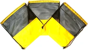 3 Pack YELLOW MESH Nylon Drawstring Backpacks Sackpack Tote Cinch Gym Bag - Select from a Variety of Colors! (X-Large, Yellow Mesh)