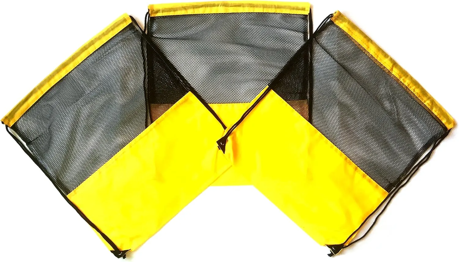 3 Pack YELLOW MESH Nylon Drawstring Backpacks Sackpack Tote Cinch Gym Bag - Select from a Variety of Colors! (X-Large, Yellow Mesh)