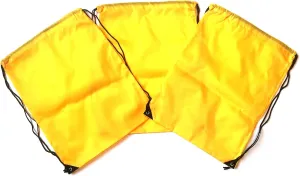 3 Pack YELLOW Nylon Drawstring Backpacks Sackpack Tote Cinch Gym Bag - Select from a Variety of Colors! (X-Large, Yellow)