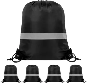 5PCS Drawstring Bag Gym Drawstring Backpacks Portable String Sack Bags Polyester Blank Cinch Drawstring Bags for Sports Travel DIY Gift Storage Bag Set, Black