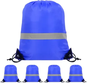 5PCS Drawstring Bag Gym Drawstring Backpacks Portable String Sack Bags Polyester Blank Cinch Drawstring Bags for Sports Travel DIY Gift Storage Bag Set, Blue