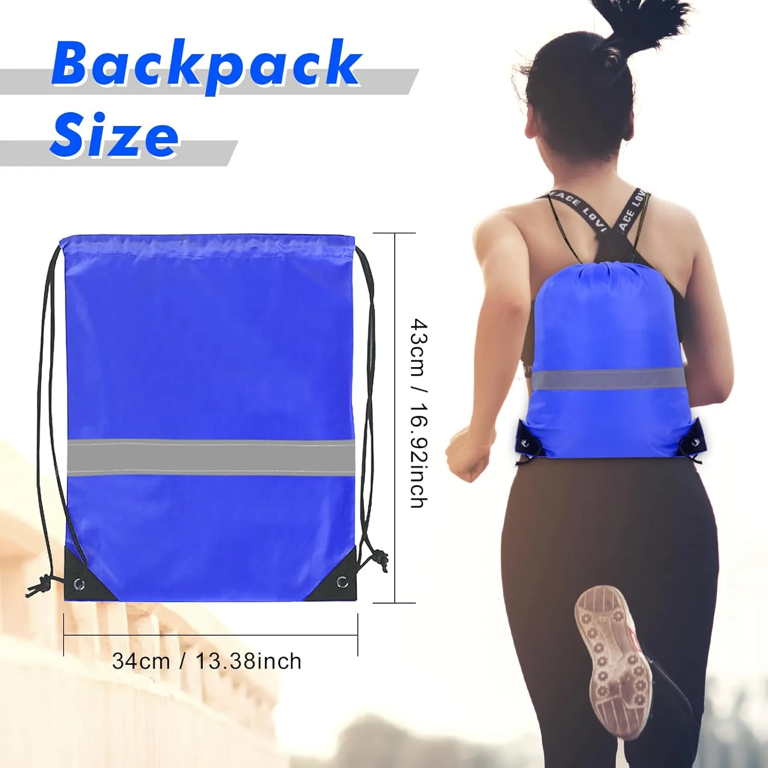 5PCS Drawstring Bag Gym Drawstring Backpacks Portable String Sack Bags Polyester Blank Cinch Drawstring Bags for Sports Travel DIY Gift Storage Bag Set, Blue