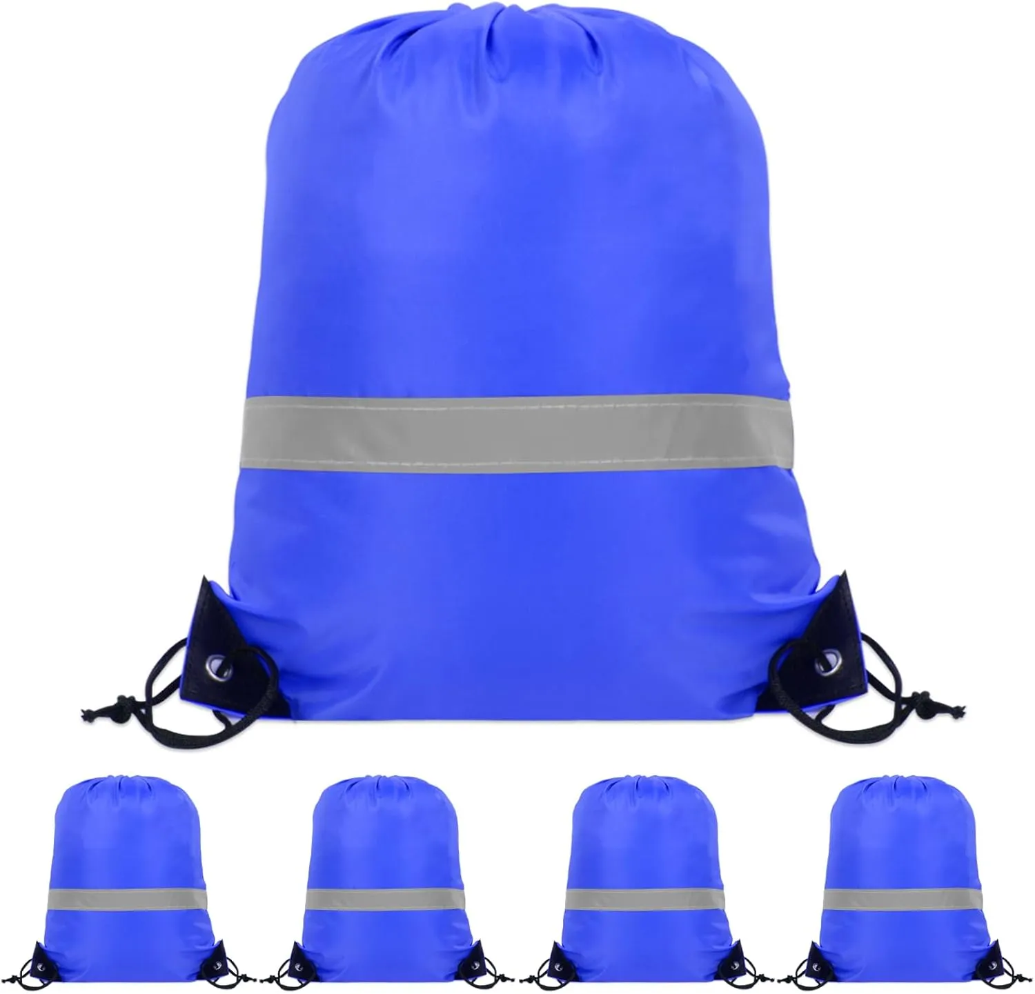 5PCS Drawstring Bag Gym Drawstring Backpacks Portable String Sack Bags Polyester Blank Cinch Drawstring Bags for Sports Travel DIY Gift Storage Bag Set, Blue