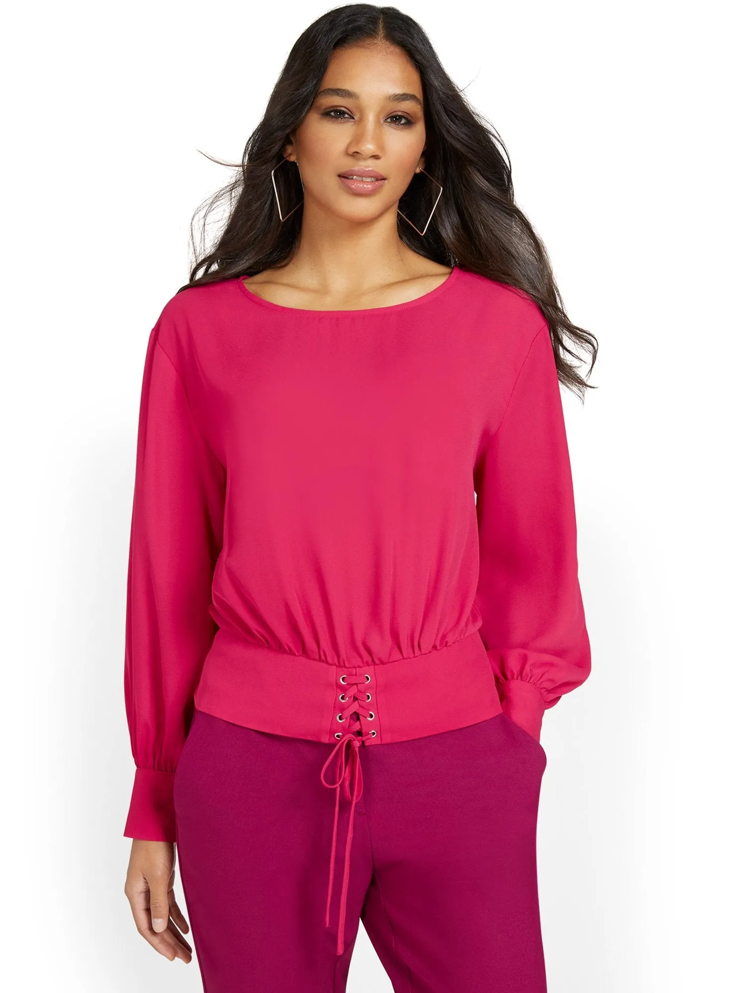 Banded-Hem Corset Blouse