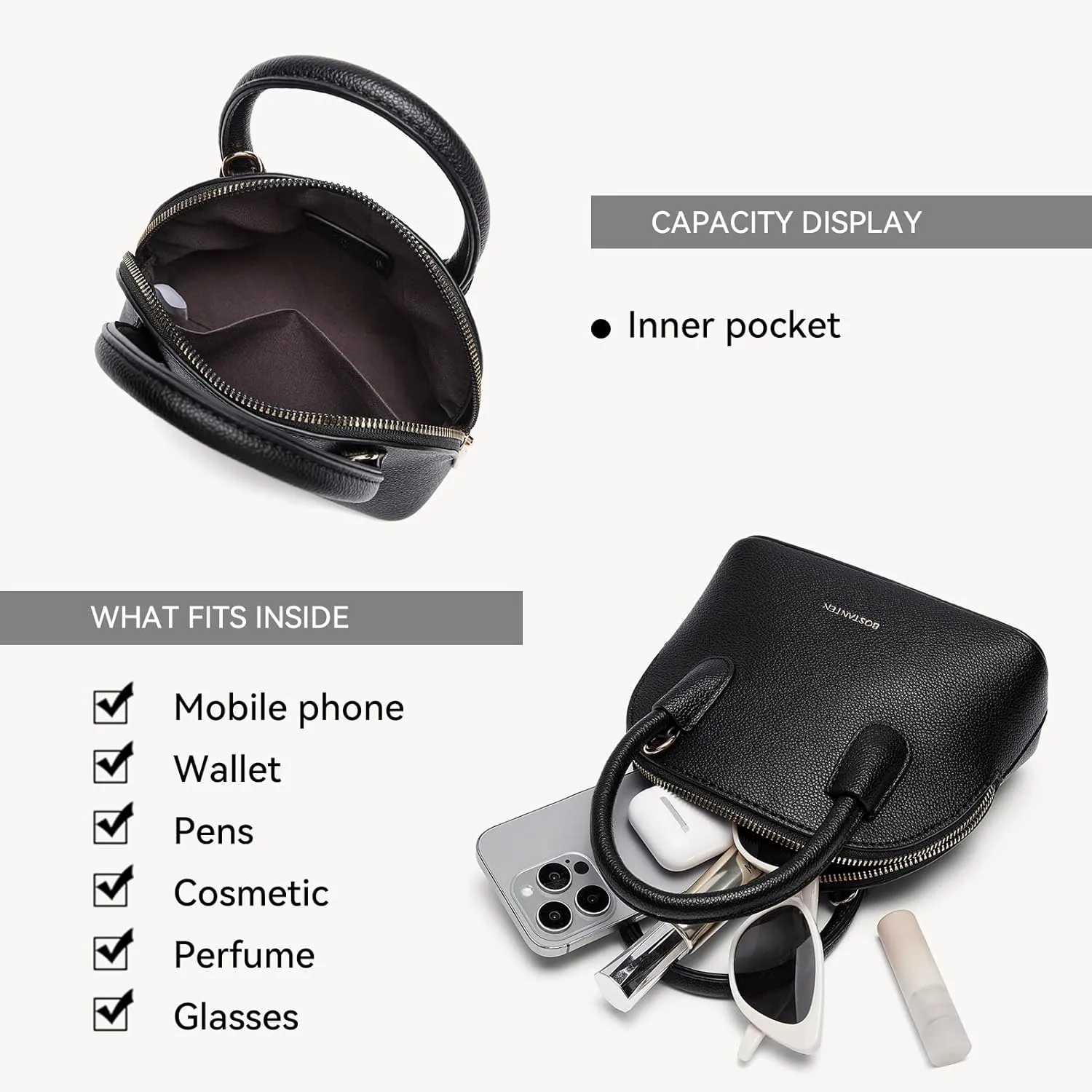 BOSTANTEN Small Crossbody Bag Mini Purses for Women Trendy Cute Vegan Leather Satchel Handbag with Detachable Shoulder Strap