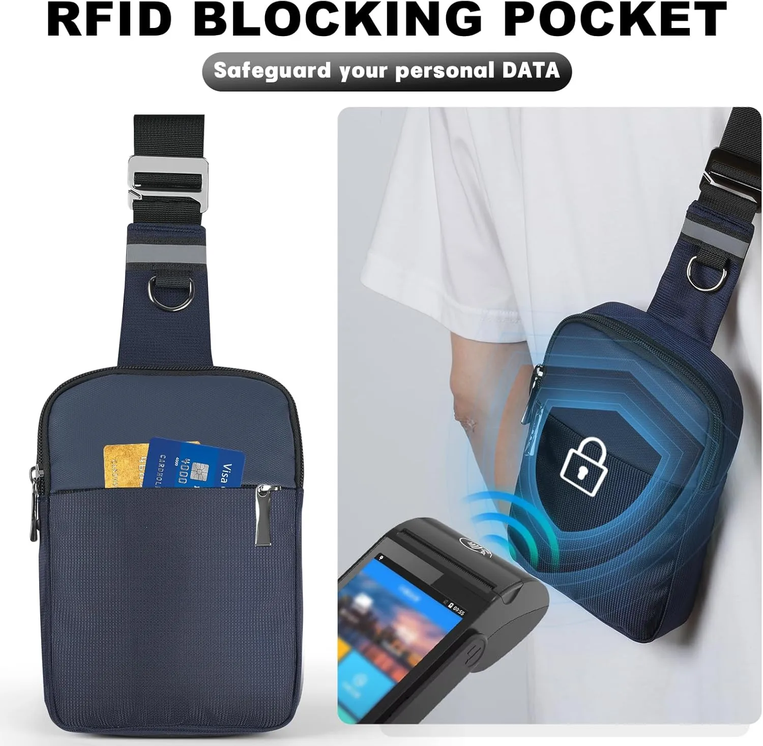 BROADREAM Upgrated Mini Sling Bag Small Crossbody Bags with RFID Blocking Waterproof Phone Chest Bag for Travel