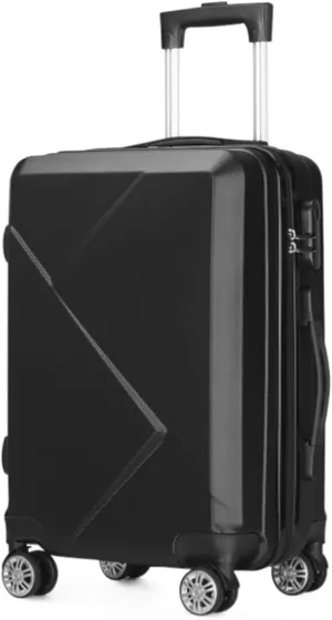 Checked Luggage Carry On Luggage Hardcase Luggage Suitacse with Spinner Wheels,Spinner Wheels Lightweight Hardshell Luggage Suitcase (Color : Black, Size : 20in)
