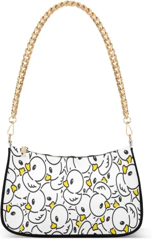 Cute Ducky Shoulder Handbags for Women Travel Hobo Tote Handbag Women Gold Chain Shoulder Bags Purse with Zipper Closure