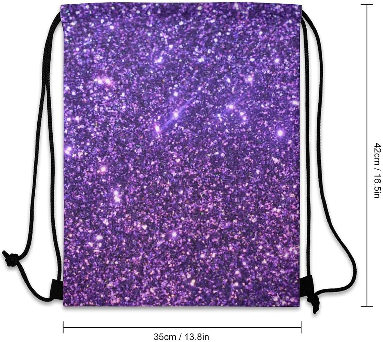 Dark Purple Glitter Lightweight Drawstring Backpack - Your Ideal Soccer Bag, Swim Bag And Gym Bag, 35*42cm, Style-19-1