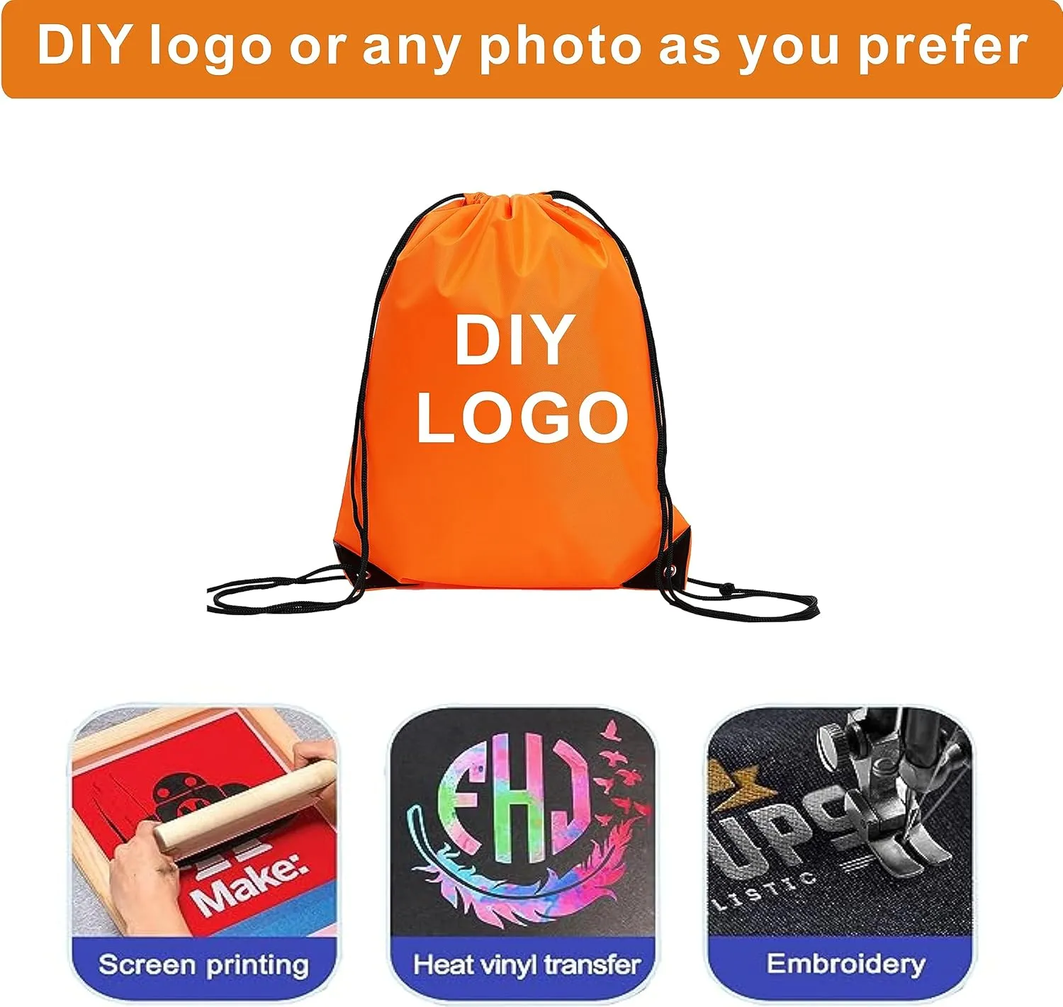 Drawstring Backpack Bulk 20 Pcs Draw String Backpack Bags DIY Gym Sports Traveling Yoga Cinch Bag Sackpack Drawstring (Orange)