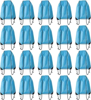 Drawstring Backpack Bulk 20 Pcs Draw String Backpack Bags DIY Gym Sports Traveling Yoga Cinch Bag Sackpack Drawstring (Sky Blue light blue)