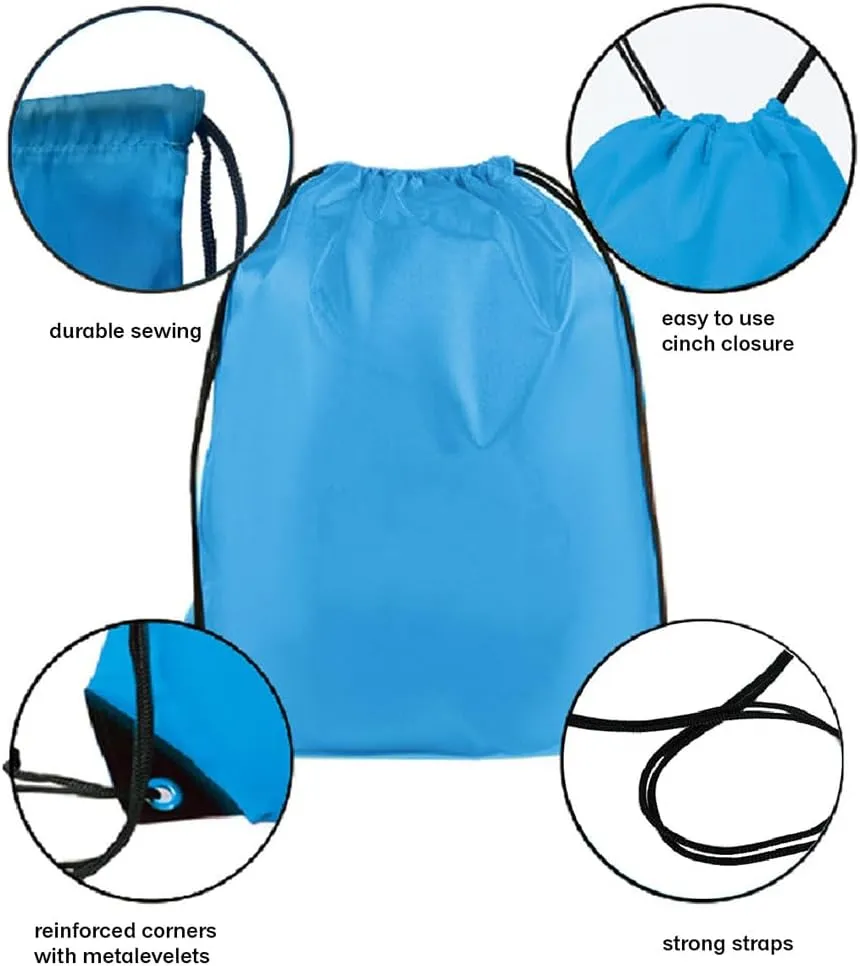 Drawstring Backpack Bulk 20 Pcs Draw String Backpack Bags DIY Gym Sports Traveling Yoga Cinch Bag Sackpack Drawstring (Sky Blue light blue)