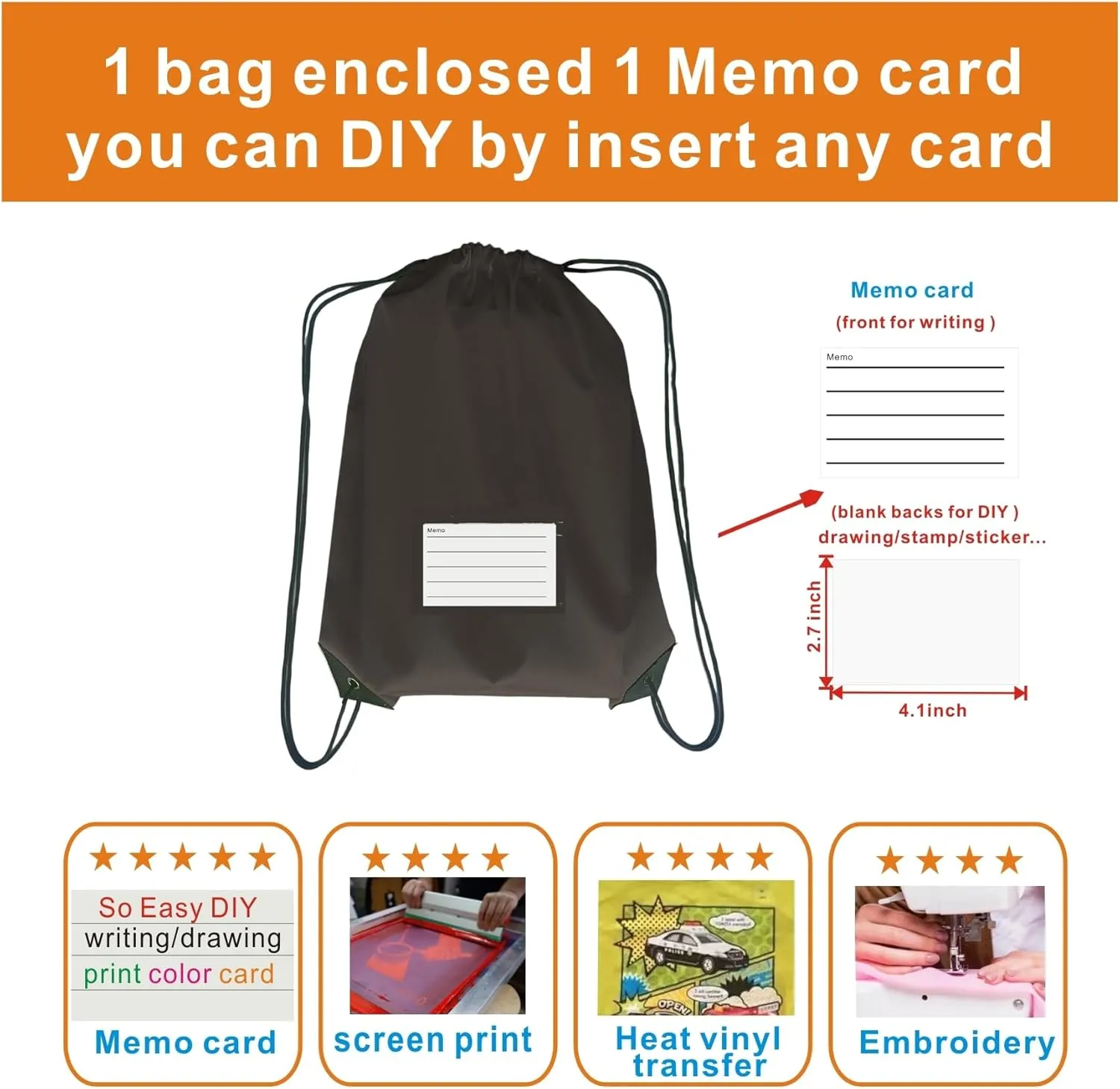 Drawstring Backpack Bulk 20 Pcs Draw String Bags DIY Gym Sports Traveling Yoga Cinch Bag Sackpack Drawstring Memo Card (black)
