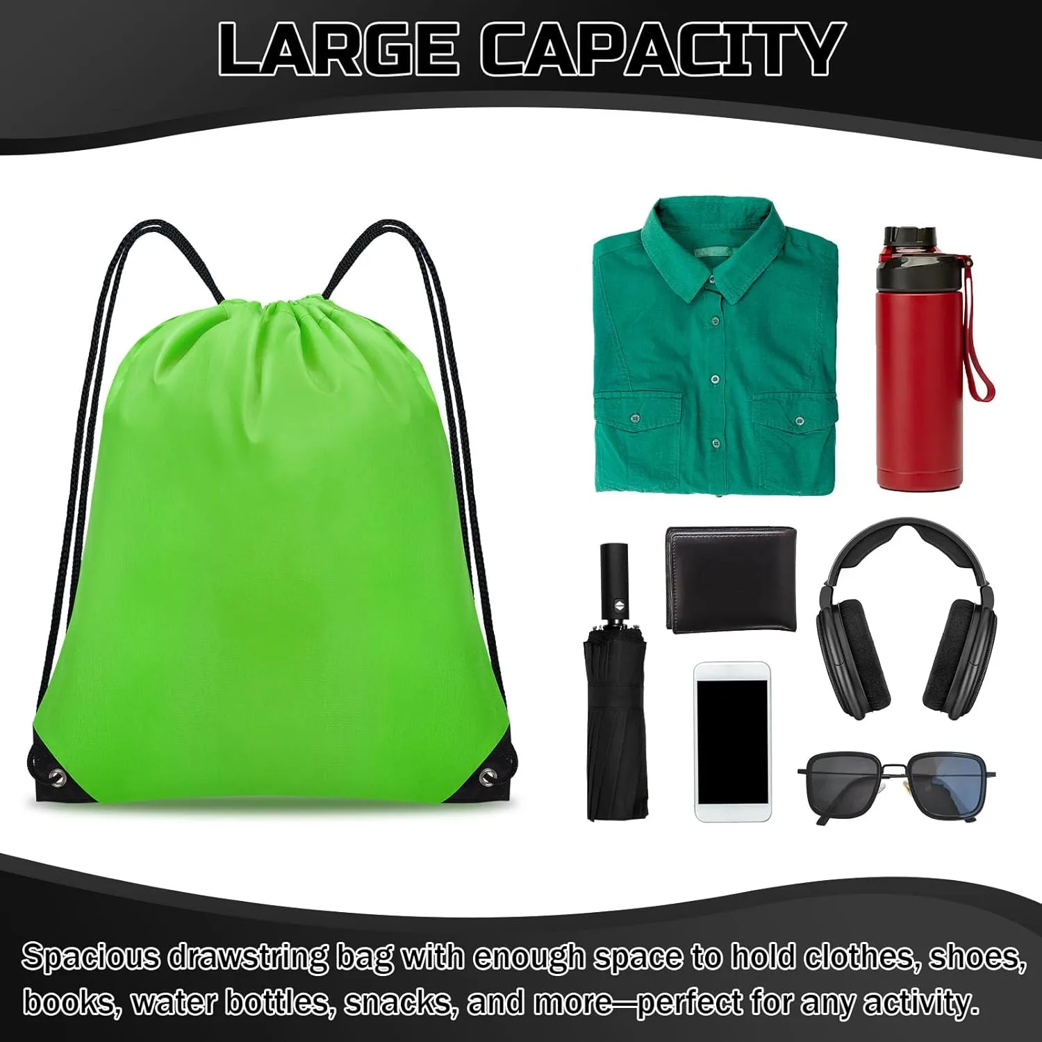 Drawstring Backpack Bulk 20 PCS, Drawstring Bags String Backpack Cinch Sack Gym Bags for Sport Trip Beach Swimming, 20 Color