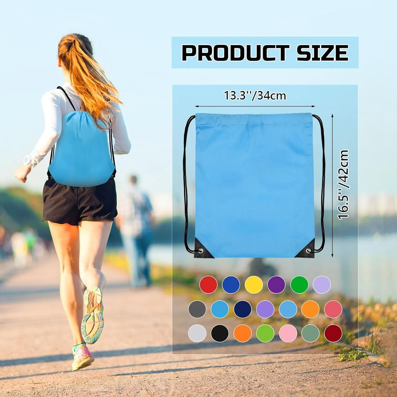 Drawstring Backpack Bulk 20 PCS, Drawstring Bags String Backpack Cinch Sack Gym Bags for Sport Trip Beach Swimming, 20 Color