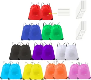 Drawstring Backpack Bulk 20Pcs Draw String Bags DIY Gym Sports Traveling Yoga Cinch Bag Sackpack Drawstring Memo Card (mul color)
