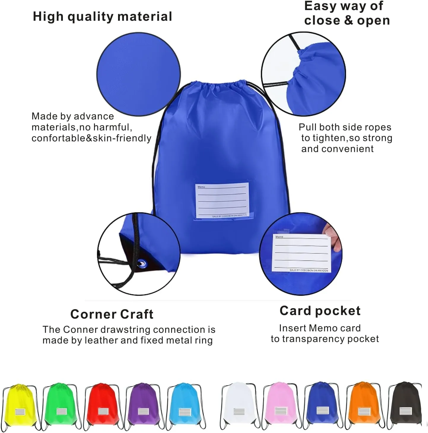 Drawstring Backpack Bulk 20Pcs Draw String Bags DIY Gym Sports Traveling Yoga Cinch Bag Sackpack Drawstring Memo Card (mul color)