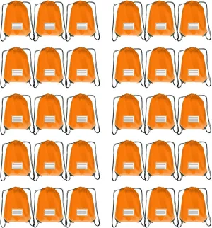 Drawstring Backpack Bulk 30 Packs Draw String Bags for Gym Sports Trip Pedestrianism Cinch Sack DIY for Women Men with Memo Card (orange)