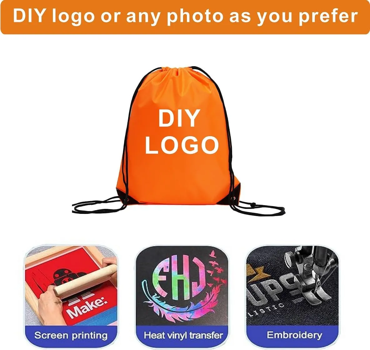 Drawstring Backpack Bulk 30 Packs Draw String Bags for Gym Sports Trip Pedestrianism Cinch Sack DIY for Women Men with Memo Card (orange)