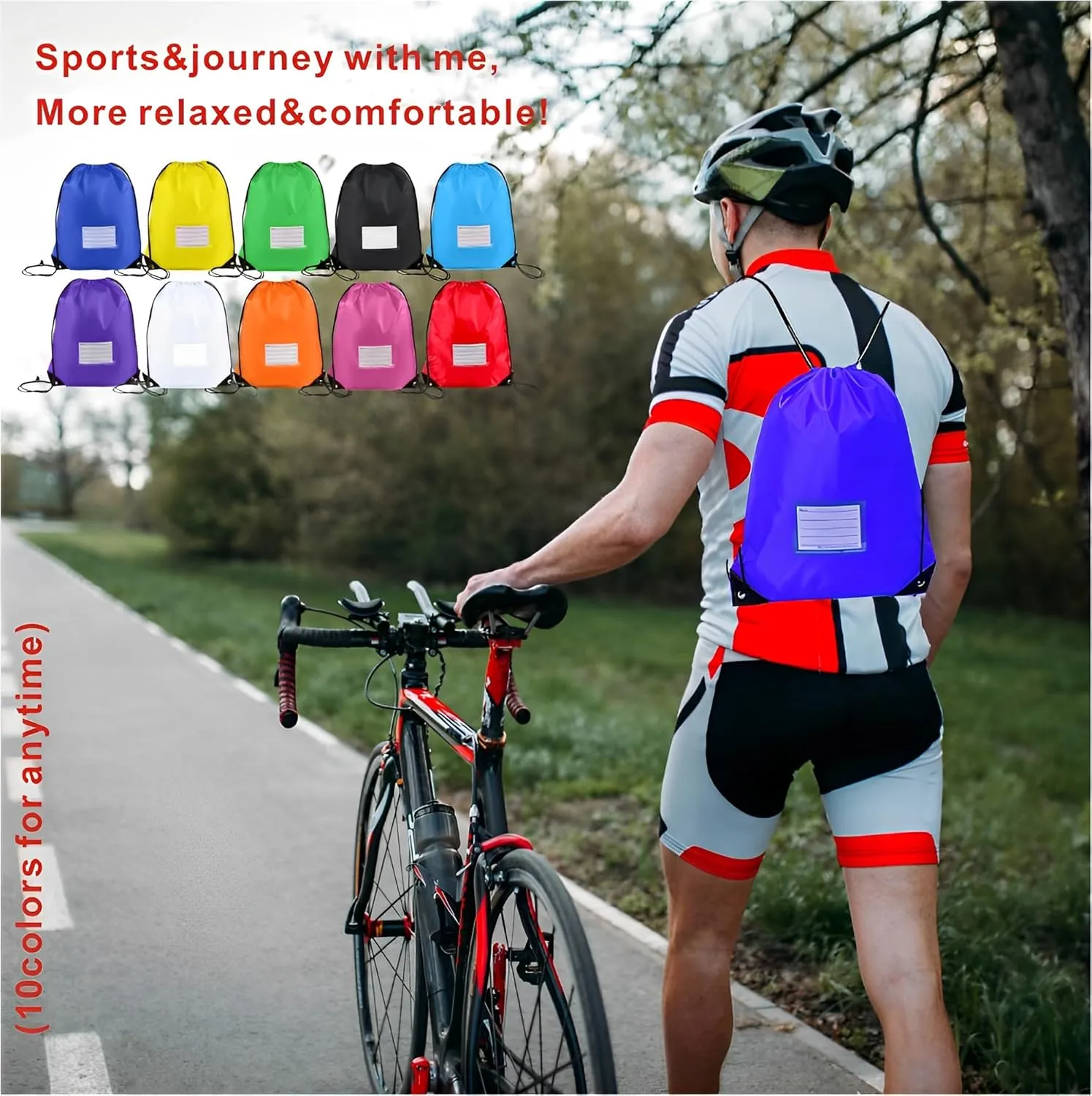 Drawstring Backpack Bulk 30 Packs Draw String Bags for Gym Sports Trip Pedestrianism Cinch Sack DIY for Women Men with Memo Card (orange)