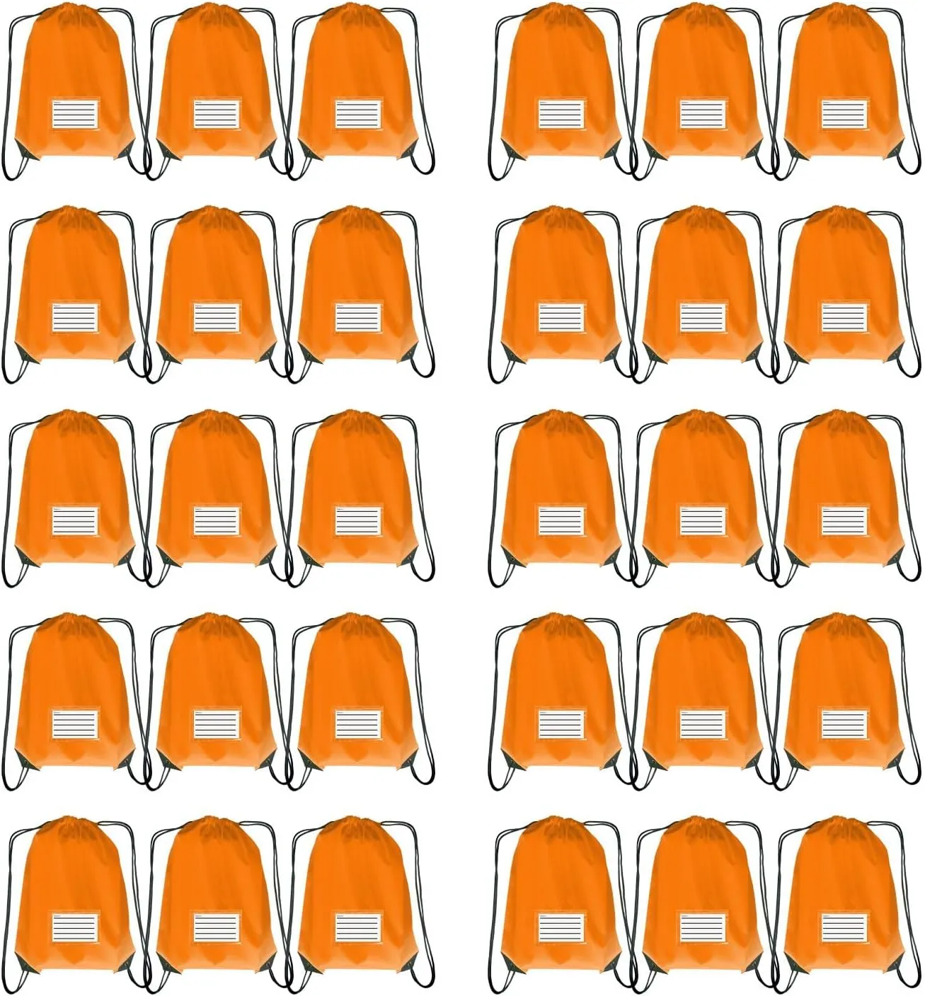 Drawstring Backpack Bulk 30 Packs Draw String Bags for Gym Sports Trip Pedestrianism Cinch Sack DIY for Women Men with Memo Card (orange)
