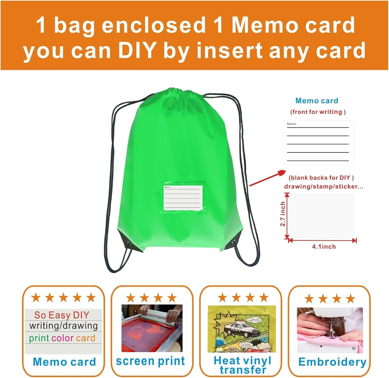 Drawstring Backpack Bulk 30 Packs Draw String Bags for Gym Sports Trip Pedestrianism Cinch Sack DIY for Women Men with Memo Card(fluorescence green)