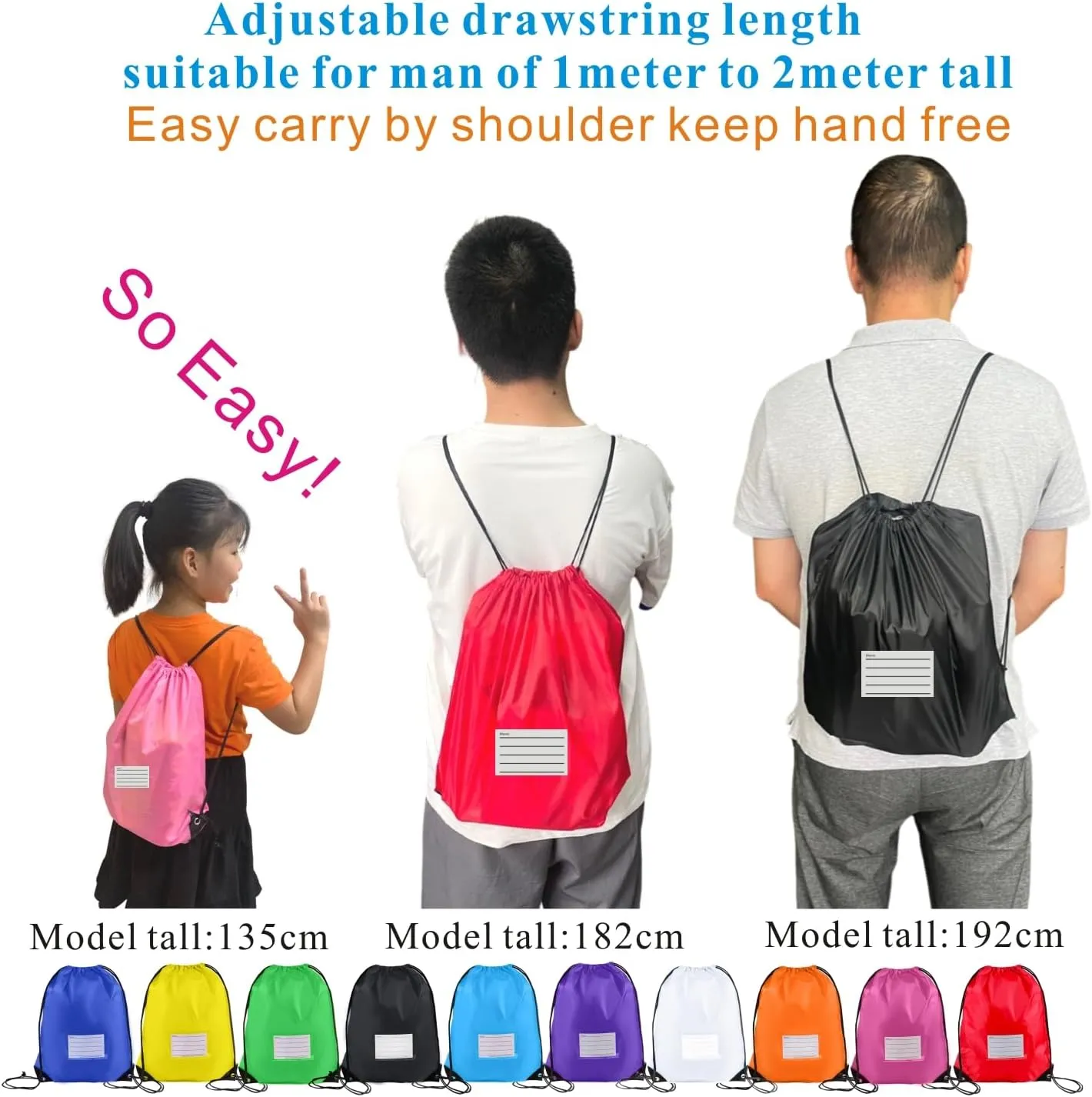 Drawstring Backpack Bulk 30 Packs Draw String Bags for Gym Sports Trip Pedestrianism Cinch Sack DIY for Women Men with Memo Card(fluorescence green)