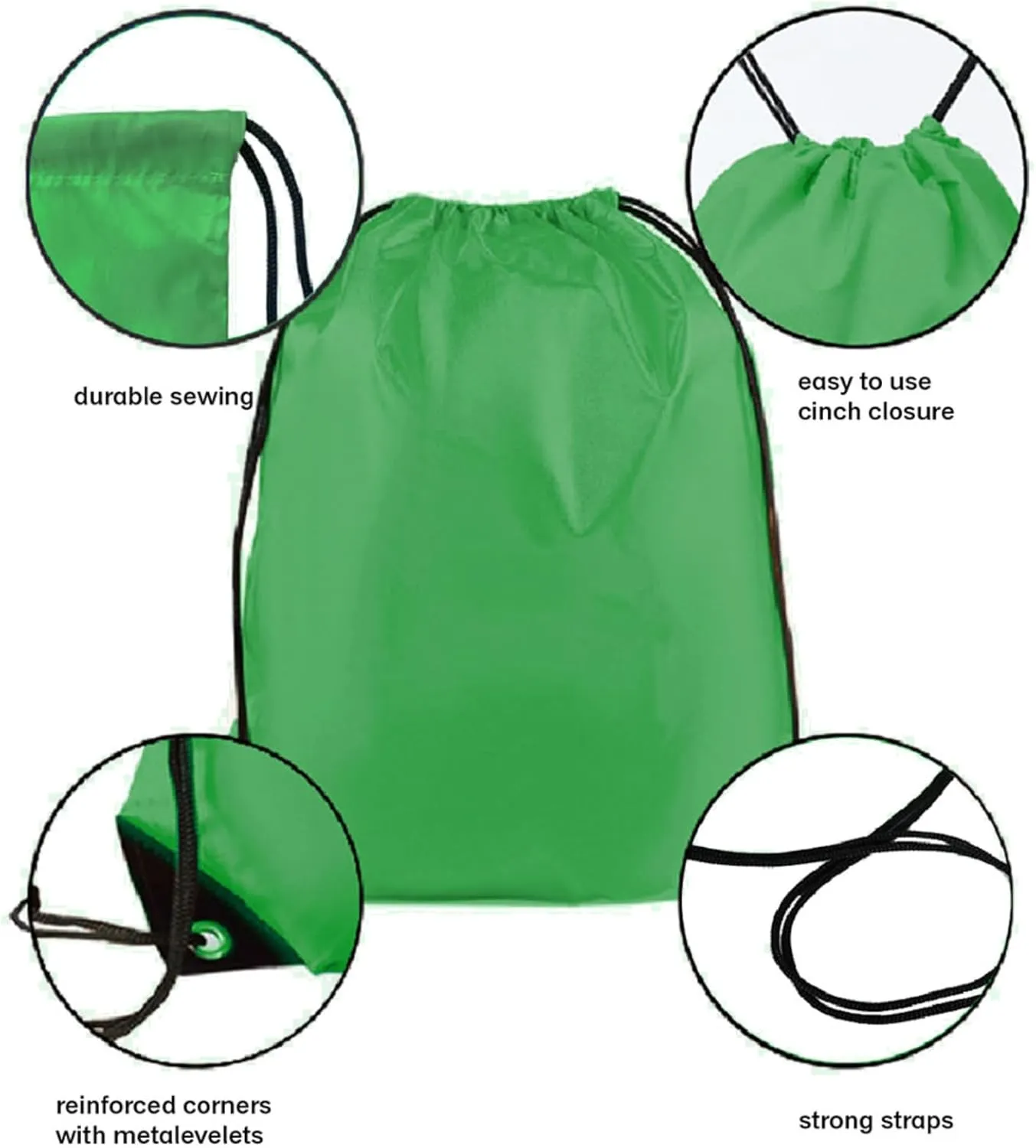 Drawstring Backpack Bulk 50 Packs Draw string bags for Gym Sports Trip Pedestrianism Cinch Sack DIY for Women Men with Memo Card(Green)
