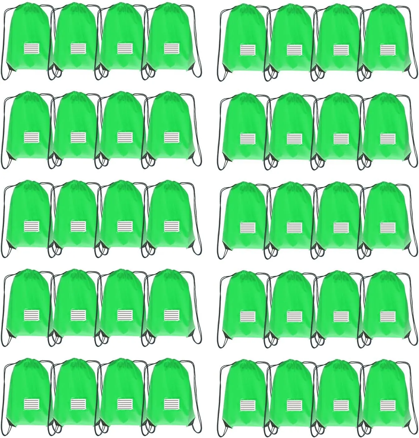 Drawstring Backpack Bulk 50 Packs Draw string bags for Gym Sports Trip Pedestrianism Cinch Sack DIY for Women Men with Memo Card(Green)