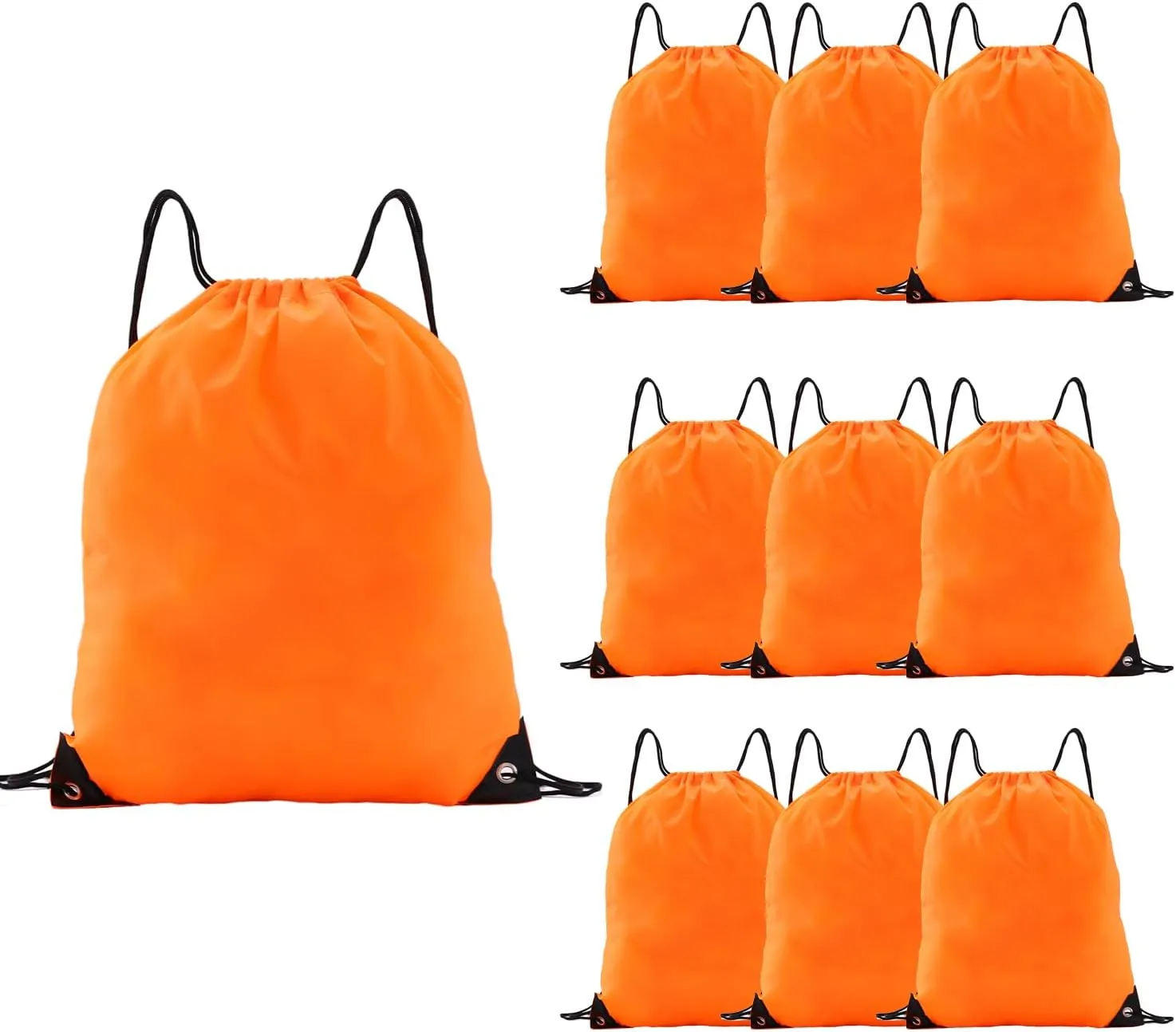 drawstring backpack, Drawstring Bags Bulk,10 Pcs Draw String Bags, Cinch Bag,essential for gym travel, unisex, loose and portable(10, Orange)