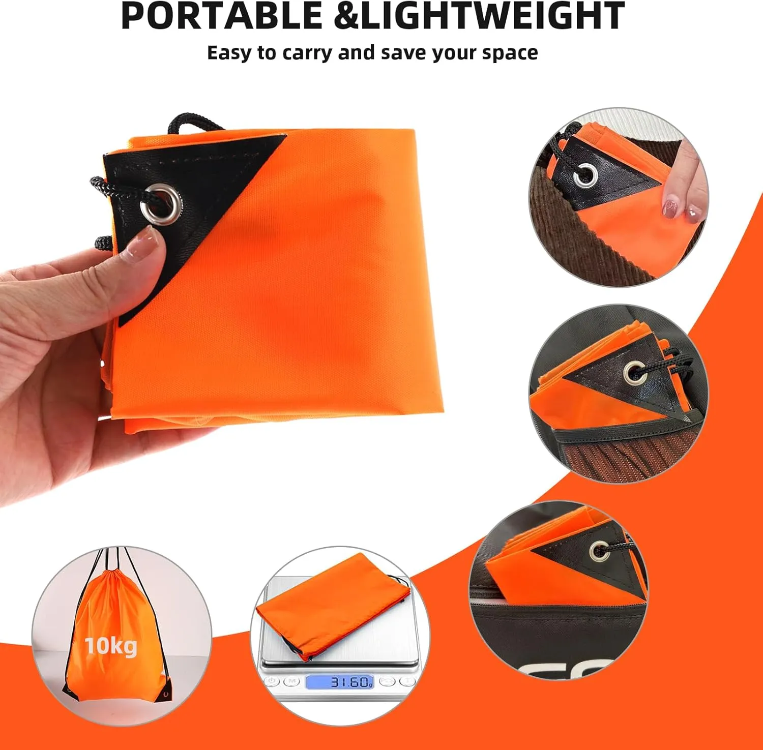 drawstring backpack, Drawstring Bags Bulk,10 Pcs Draw String Bags, Cinch Bag,essential for gym travel, unisex, loose and portable(10, Orange)