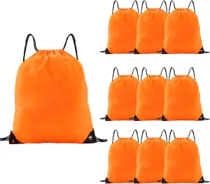 drawstring backpack, Drawstring Bags Bulk,10 Pcs Draw String Bags, Cinch Bag,essential for gym travel, unisex, loose and portable(10, Orange)