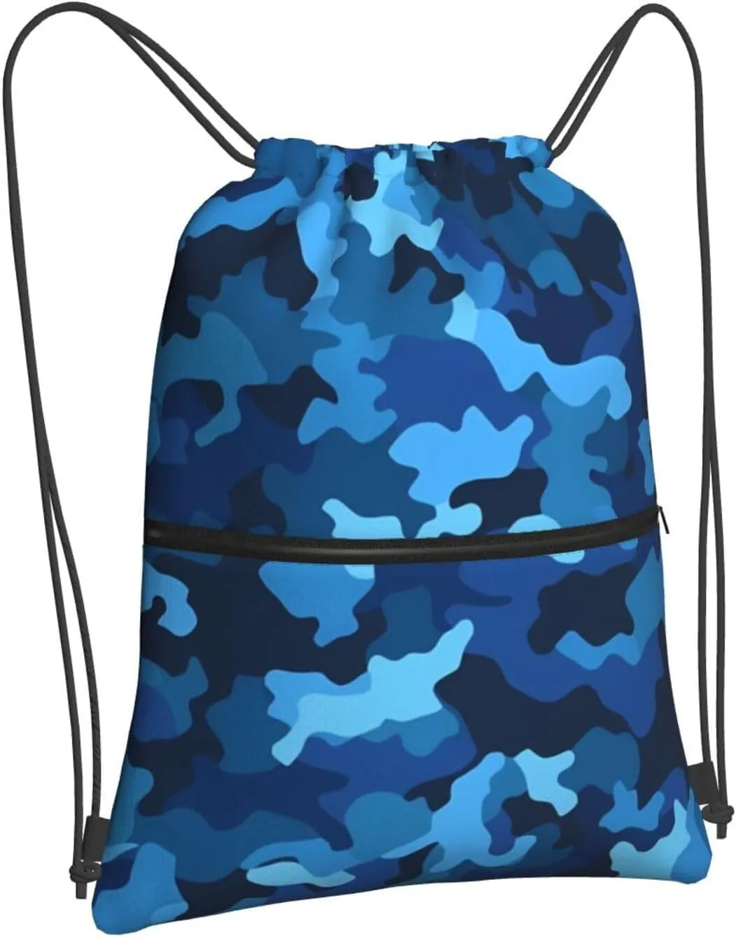 Drawstring Backpack Sports Gym Bags Blue Camo Drawstring Bags for Men Women Beach Bag String Bag