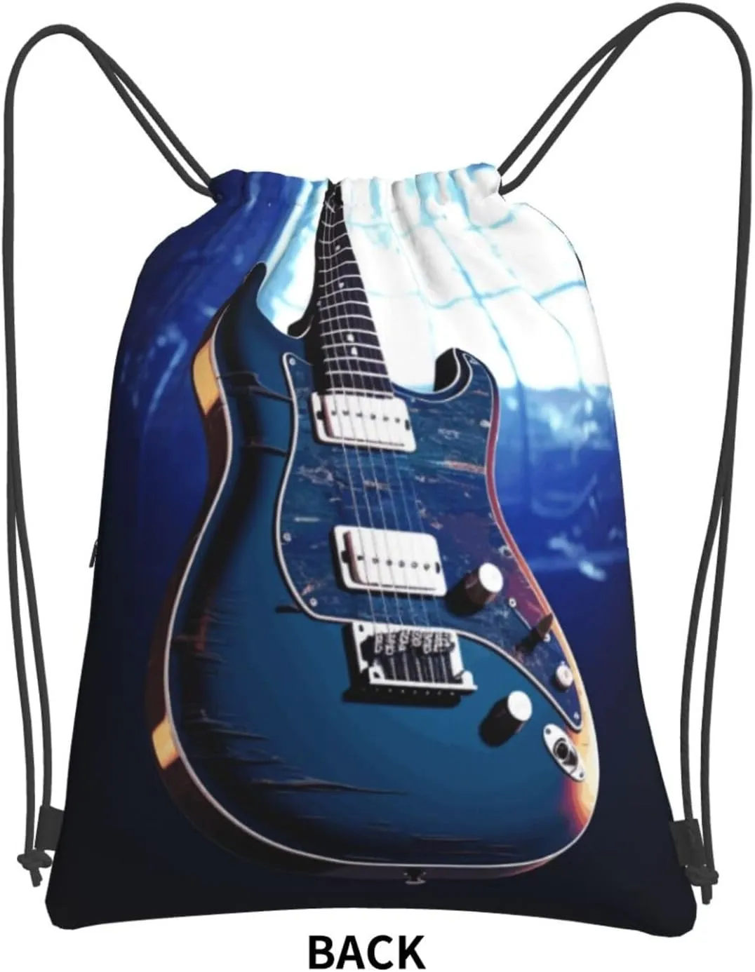 Drawstring Backpack Sports Gym Bags Blue Guitar Drawstring Bags for Men Women Beach Bag String Bag