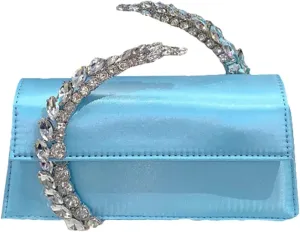 Evening Bag For Women Glitter Crystal Handle Clutch Purse Flap Handbags For Wedding Party Chain Crossbody Bags