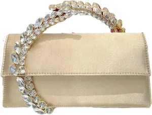 Evening Bag For Women Glitter Crystal Handle Clutch Purse Flap Handbags For Wedding Party Chain Crossbody Bags