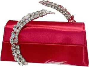 Evening Bag For Women Glitter Crystal Handle Clutch Purse Flap Handbags For Wedding Party Chain Crossbody Bags