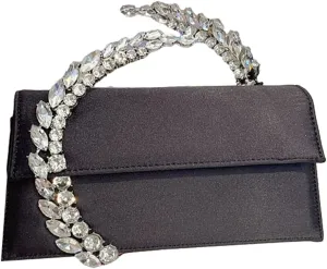 Evening Bag For Women Glitter Crystal Handle Clutch Purse Flap Handbags For Wedding Party Chain Crossbody Bags