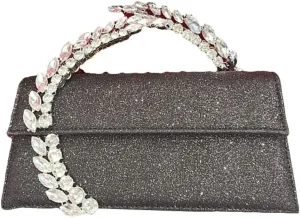 Evening Bag For Women Glitter Crystal Handle Clutch Purse Flap Handbags For Wedding Party Chain Crossbody Bags