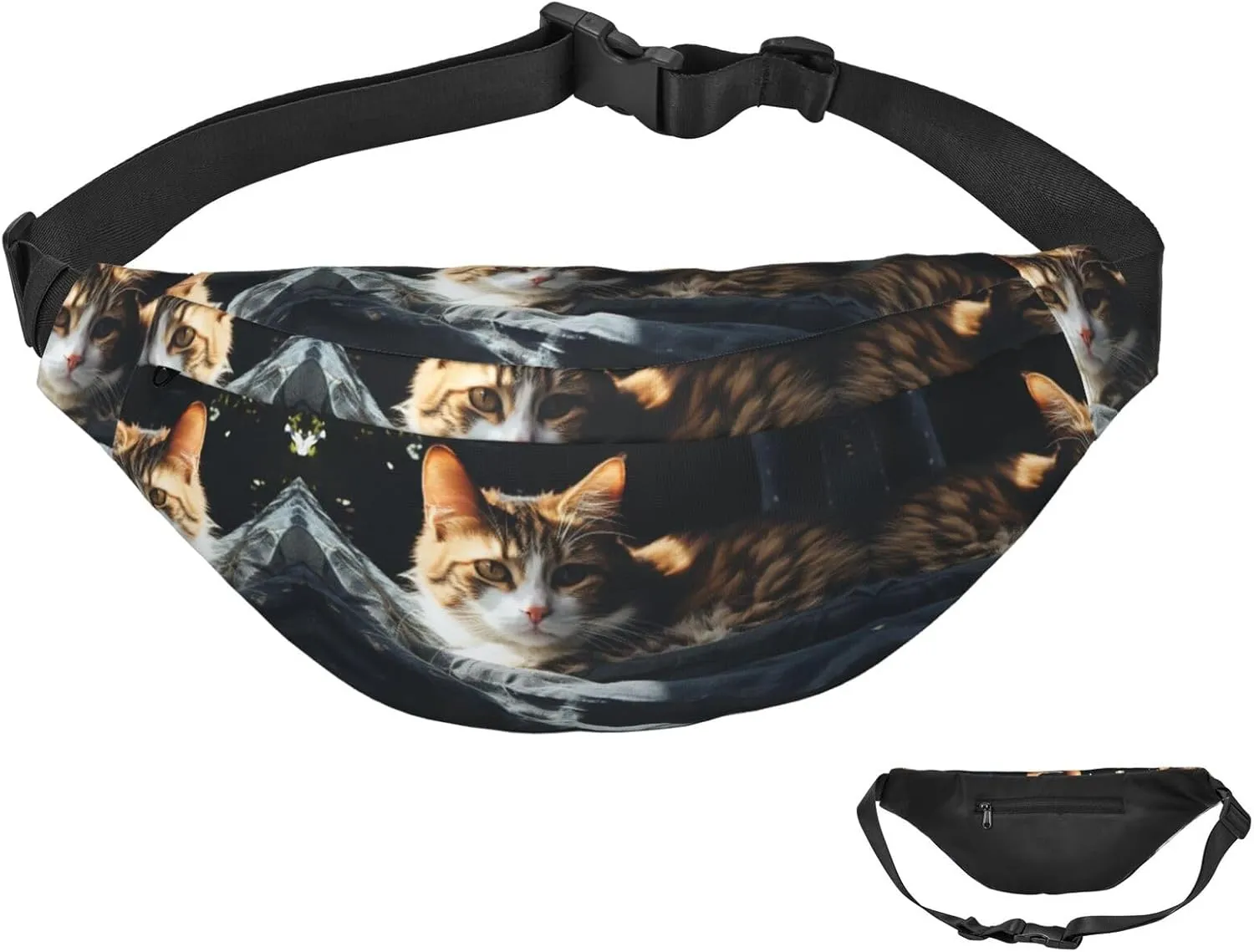 Fanny Pack for Women Men Resting Cat Waist Bag Waterproof Belt Bag with Adjustable Strap