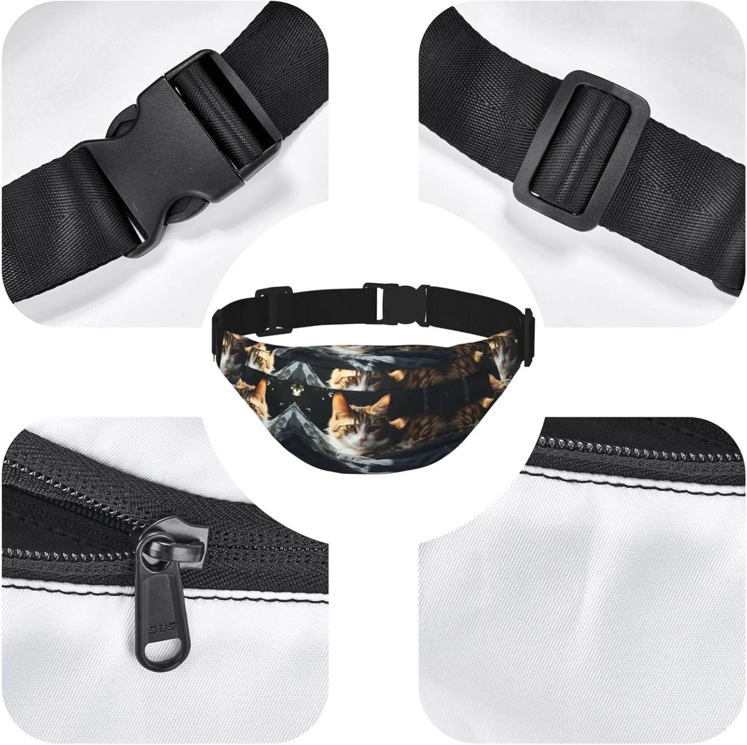 Fanny Pack for Women Men Resting Cat Waist Bag Waterproof Belt Bag with Adjustable Strap