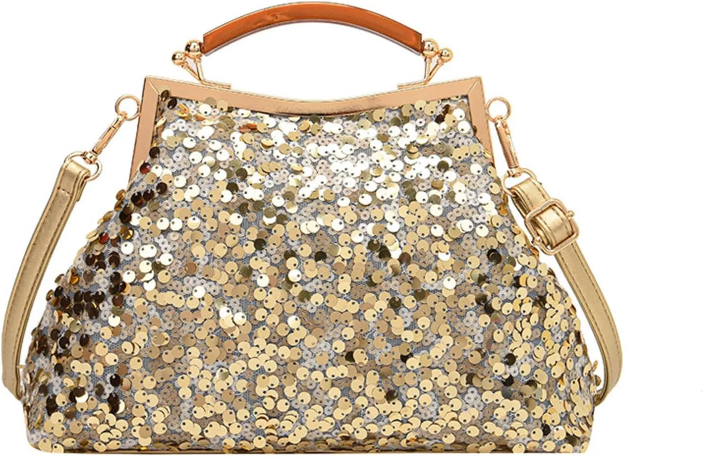 Fashion Women Evening Clutch Metal Glitter Sequin Purple Gold Chain Shoulder Bags Luxury Designer Wedding Prom Handbags
