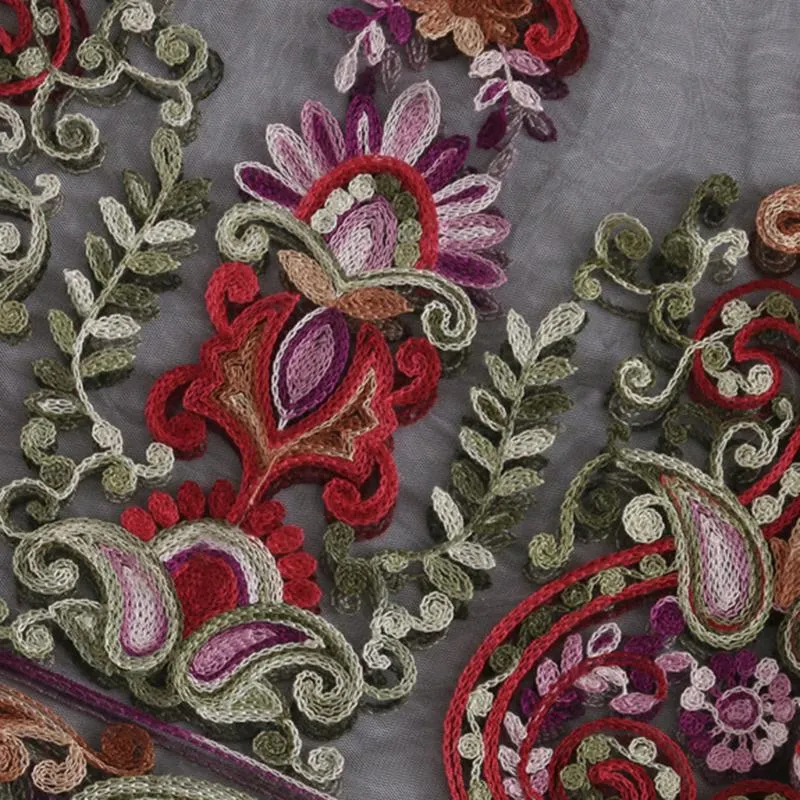 Flower Embroidery Short Sleeve Mesh Blouse