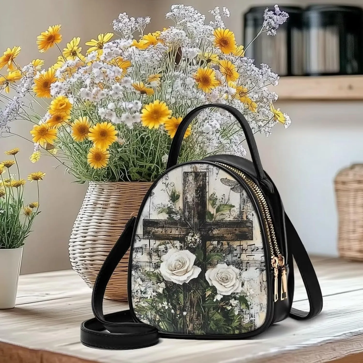 FOR U DESIGNS Mini Crossbody Bags for Women Cute Shoulder Handbag with Zipper Leather Satchel Purse for Work Travel