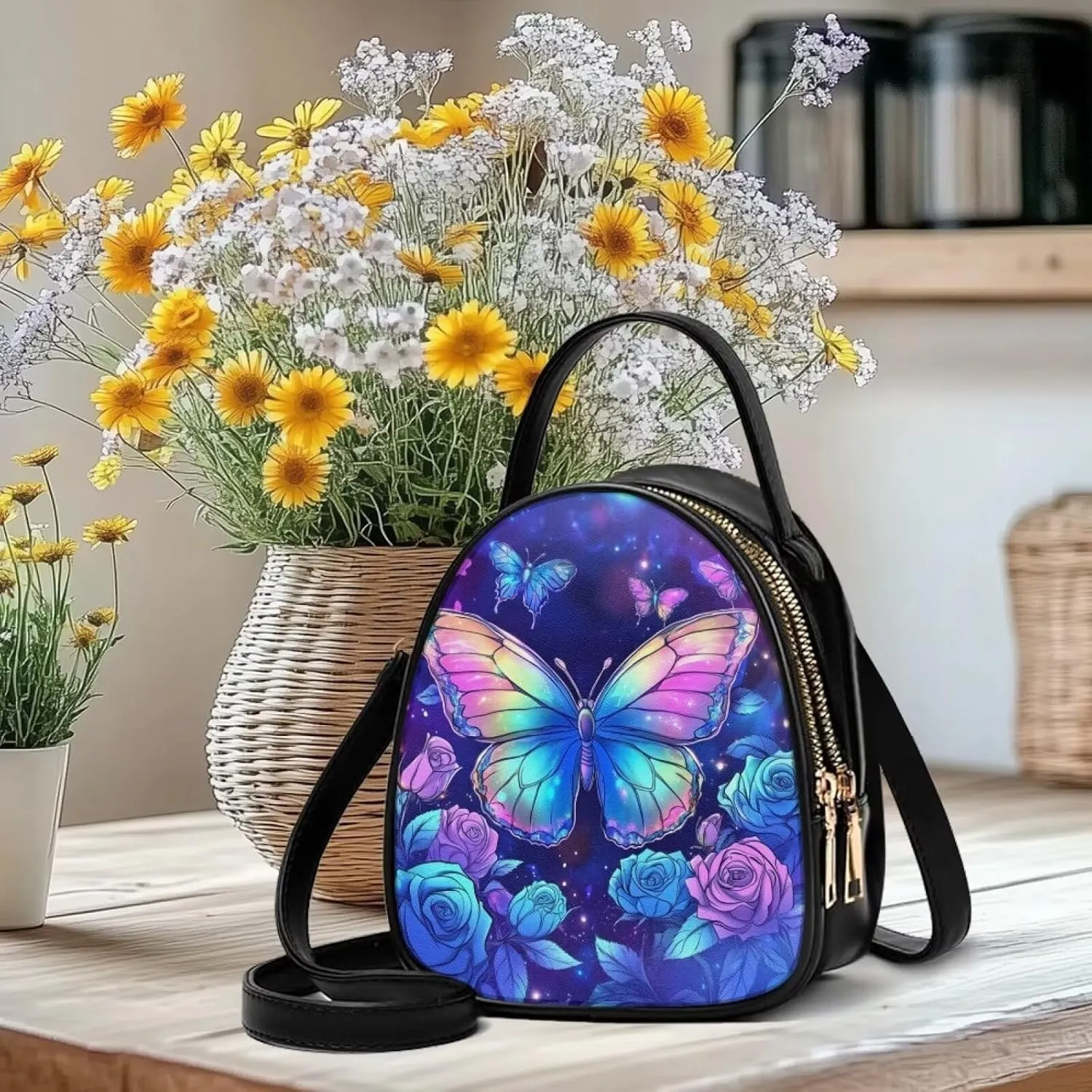 FOR U DESIGNS Mini Crossbody Bags for Women Cute Shoulder Handbag with Zipper Leather Satchel Purse for Work Travel